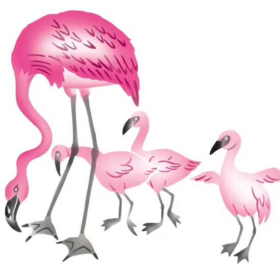 Flamingo Family Wall Stencil | 2721 by Designer Stencils | Animal & Nature Stencils | {2}