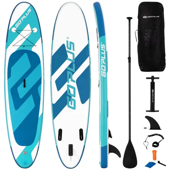 Goplus 10' Inflatable Stand Up Paddle Board 6'' Thick W/ Aluminum Paddle Leash Backpack Blue\Yellow {2}