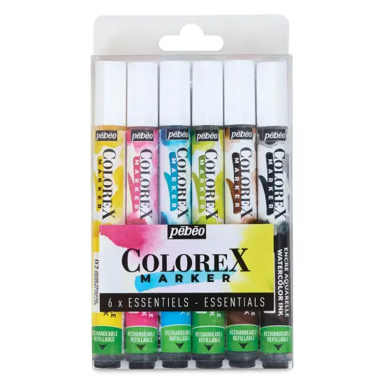 Pebeo Colorex Refillable Markers - Set of 6, Essentials {1}