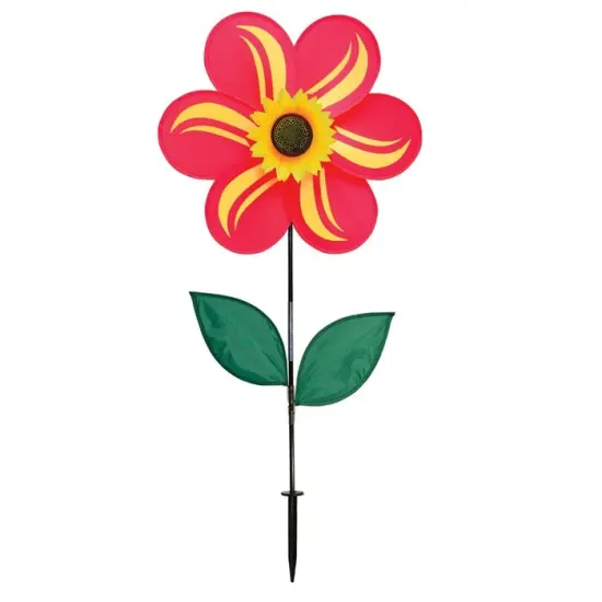 In the Breeze 19 Inch Red Sunflower Wind Spinner with Leaves - Includes Ground Stake - Colorful Flower for your Yard and Garden {1}