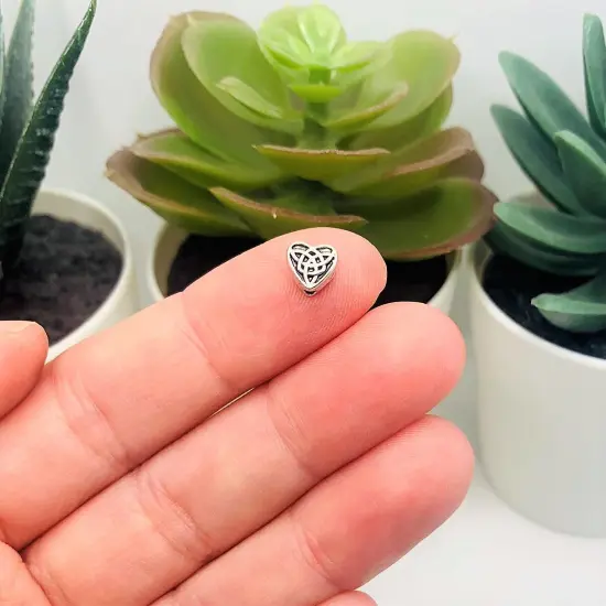 4, 20 or 50 Pieces: Antique Silver Celtic Knot Heart Spacer Beads, 6x6mm - Double Sided {3}