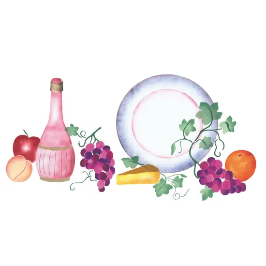 Wine Bottle Scene Wall Stencil | 2901 by Designer Stencils | Reusable Art Craft Stencils for Painting on Walls, Canvas, Wood | Reusable Plastic Paint Stencil for Home Makeover | Easy to Use & Clean Art Stencil {1}