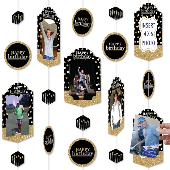Big Dot of Happiness Adult Happy Birthday - Gold - Birthday Party Vertical Photo Garland 35 Pieces {1}
