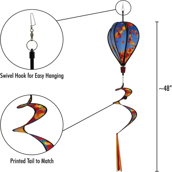 In the Breeze 0986 - Fall Leaves Hot Air Balloon - 6 Panel Spinning Balloon - Outdoor Fall Hanging Decoration {5}