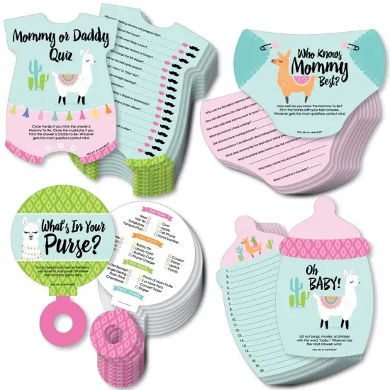 Big Dot of Happiness Whole Llama Fun - 4 Llama Fiesta Baby Shower Games - 10 Cards Each - Gamerific Bundle {1}