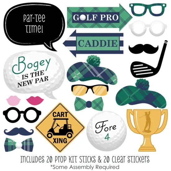 Big Dot of Happiness Par-Tee Time - Golf - Photo Booth Props Kit - 20 Count {3}
