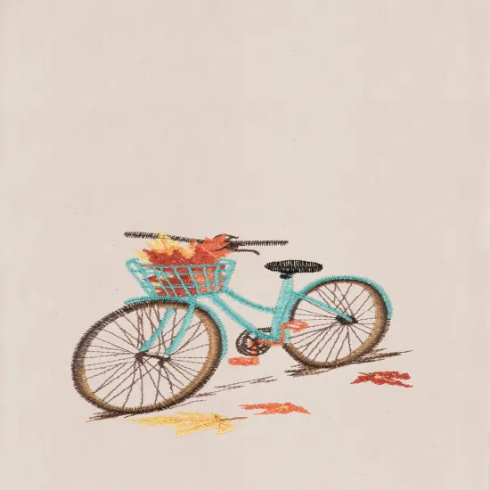 Fall Bike Embroidered Cotton Flour Sack Kitchen Towel Dishtowel {1}