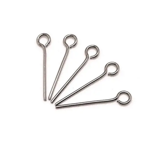 100 or 500 Pieces: 16 mm Stainless Steel Silver Eye pins, 21 gauge {1}