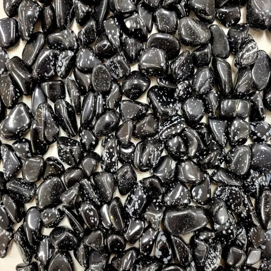 Tumbled Snowflake Obsidian Crystal Stones Bulk - Size Small 1/2 inch to 1 inch {5}