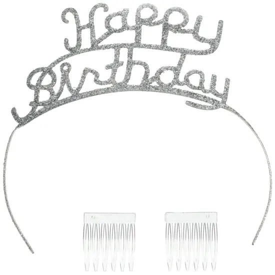Glittered Metal Happy Birthday Tiara (Pack of 6) {1}
