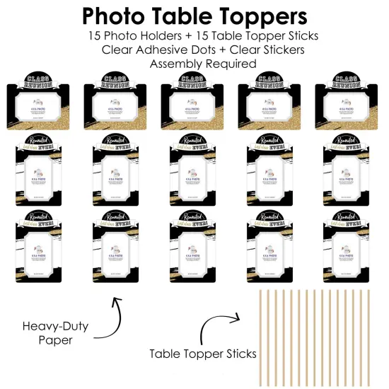 Big Dot of Happiness Reunited - School Class Reunion Party Picture Centerpiece Sticks - Photo Table Toppers - 15 Pieces {6}