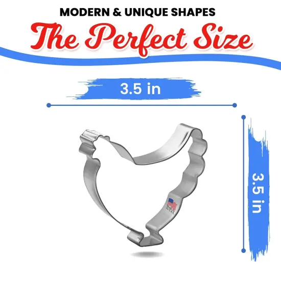 Chicken Cookie Cutter 3.75 in, CookieCutter.com, Tin Plated Steel, Handmade in the USA {2}
