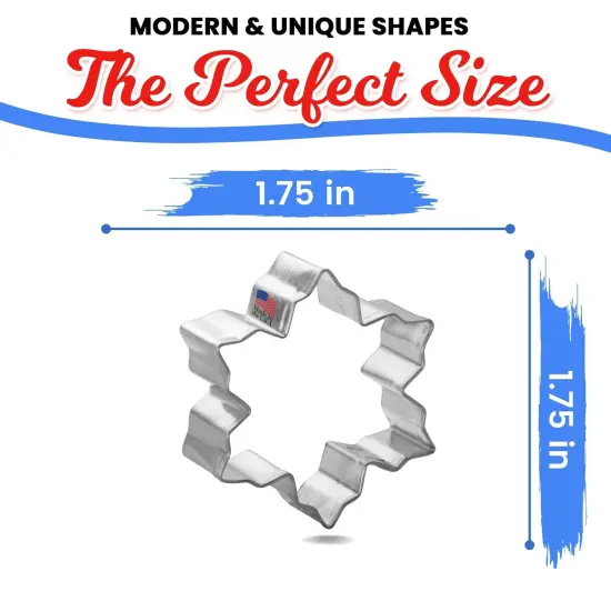 Mini Snowflake Cookie Cutter 1.75 in, CookieCutter.com, Tin Plated Steel, Handmade in the USA {2}