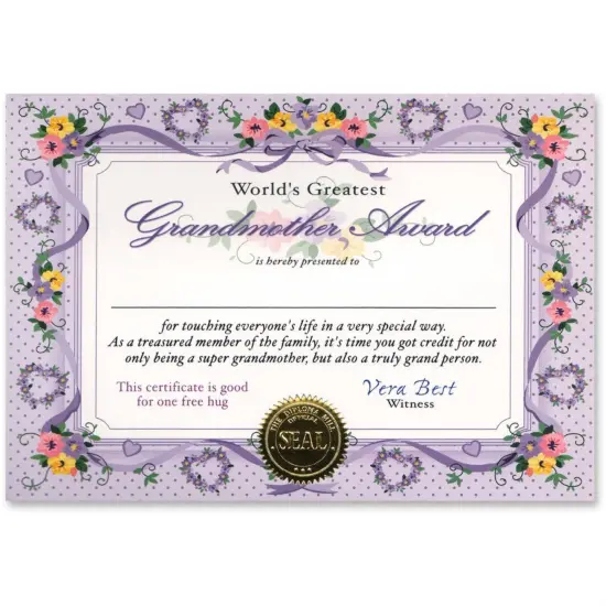 World's Greatest Grandmother Certificate (Pack of 6) {1}