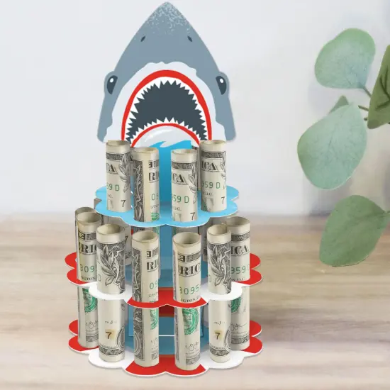 Big Dot of Happiness Shark Zone - DIY Jawsome Shark Party or Birthday Party Money Holder Gift - Cash Cake {1}