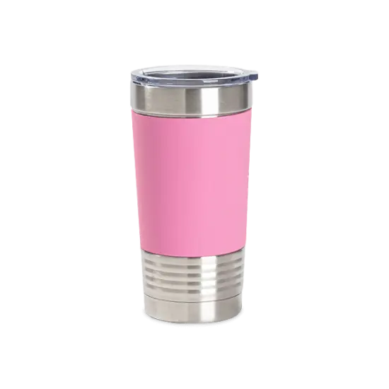 20oz Stainless Steel Tumber with Removable Silicone Sleeve (Pink/White) {1}