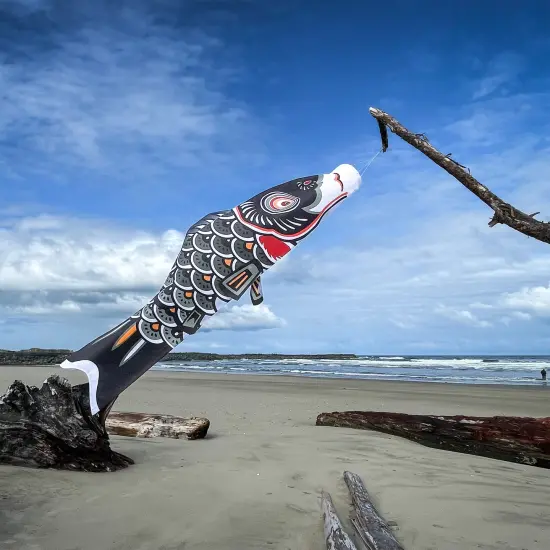 In the Breeze Koi Fish Windsock, 60-Inch, Black {2}