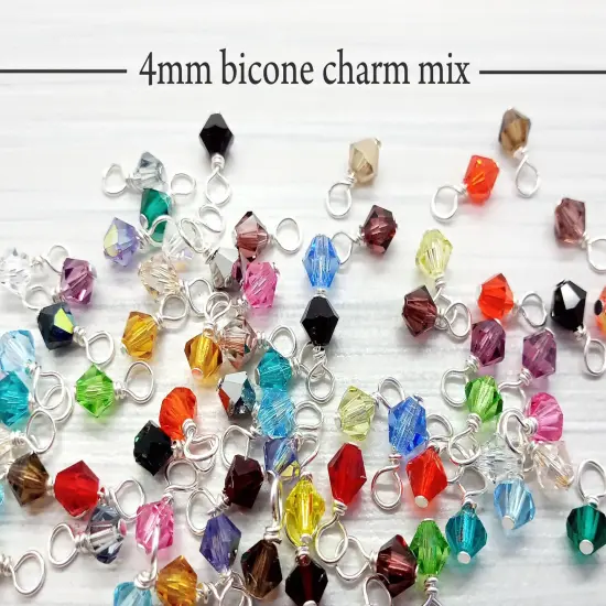 Wholesale Crystal Bicone Bead Charms, 500 pc Bulk Mixed Colors in 4mm 5mm and 6mm, Adorabilities {4}