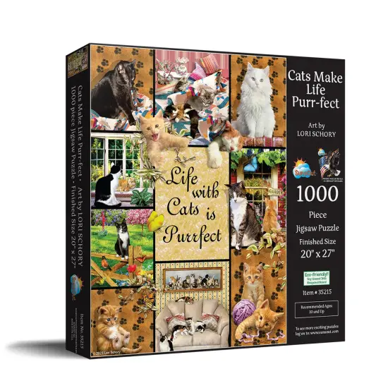 Sunsout Cats Make Life Purr-fect 1000 pc Jigsaw Puzzle 35215 {3}