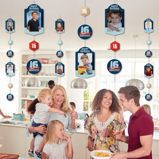 Big Dot of Happiness Boy 16th Birthday - Sweet Sixteen Birthday Party Vertical Photo Garland 35 Pieces {7}