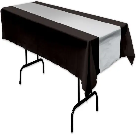 Black & Silver Tablecover (Pack of 12) {1}