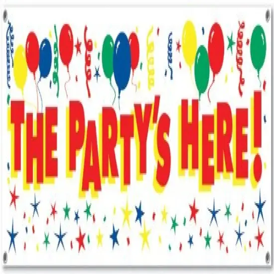 The Party's Here! Sign Banner (Pack of 12) {1}
