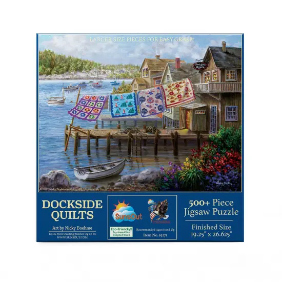 Sunsout Dockside Quilts 500 pc Large Pieces Jigsaw Puzzle 19271 {4}