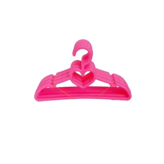 Organize Your 18 Inch Doll Clothes in Style with 6 Piece Set of Pink Heart Hangers {1}