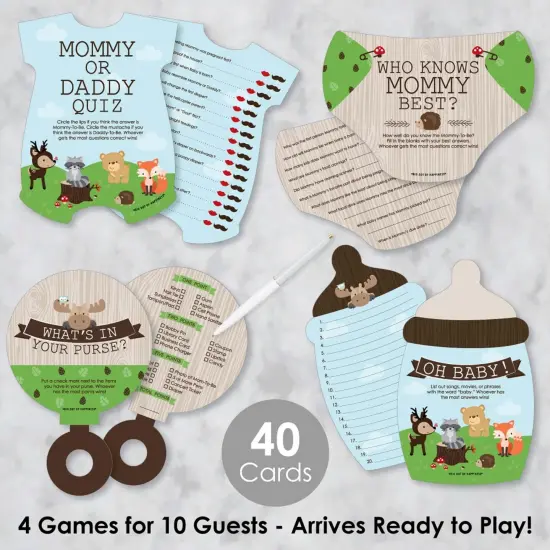 Big Dot of Happiness Woodland Creatures - 4 Baby Shower Games - 10 Cards Each - Gamerific Bundle {3}