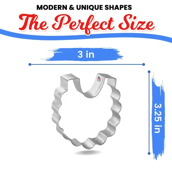 Baby Bib Cookie Cutter 3.25", CookieCutter.com, Tin Plated Steel, Handmade in the USA {2}