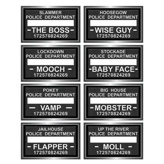 Speakeasy Mug Shot Photo Fun Signs, (Pack Of 12) {1}