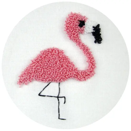 Design Works Punch Needle Kit 3.5" Round-Flamingo {3}