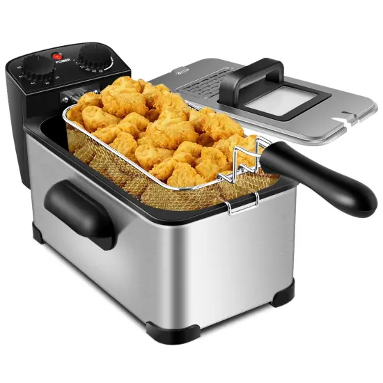 Costway Electric Deep Fryer 3.2 QT/12-Cup Stainless Steel 1700W with Frying Basket {1}