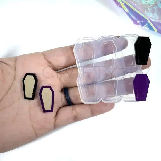 Coffin Stud Earring Silicone Mold 2 layers(B6) {1}