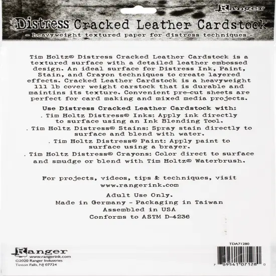 Tim Holtz Distress Cracked Leather Cardstock 10/Pkg-8.5"X11" {3}
