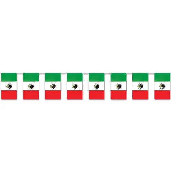 Mexican Flag Pennant Banner (Pack Of 12) {1}