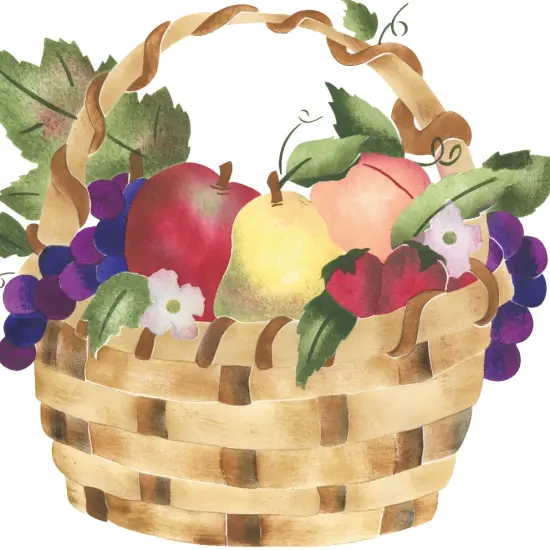 Fruit Basket Wall Stencil | 2830 by Designer Stencils | Reusable Art Craft Stencils for Painting on Walls, Canvas, Wood | Reusable Plastic Paint Stencil for Home Makeover | Easy to Use & Clean Art Stencil {2}