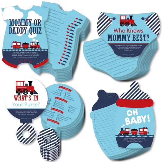 Big Dot of Happiness Railroad Party Crossing - 4 Steam Train Baby Shower Games - 10 Cards Each - Gamerific Bundle {1}