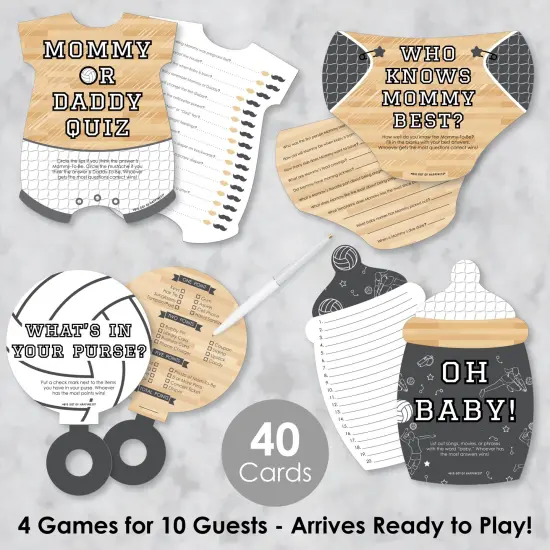 Big Dot of Happiness Bump, Set, Spike - Volleyball - 4 Baby Shower Games - 10 Cards Each - Gamerific Bundle {3}