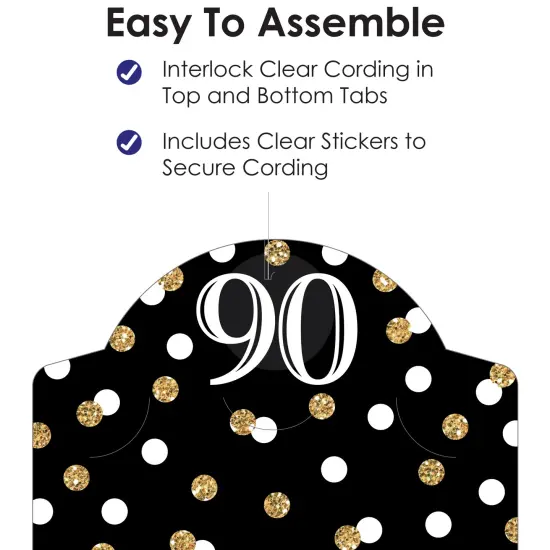 Big Dot of Happiness Adult 90th Birthday - Gold - Birthday Party Vertical Photo Garland 35 Pieces {6}