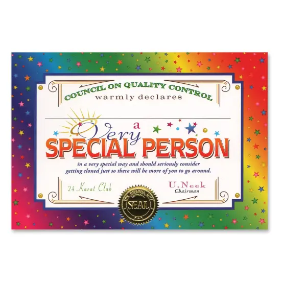Very Special Person Certificate (Pack of 6) {1}