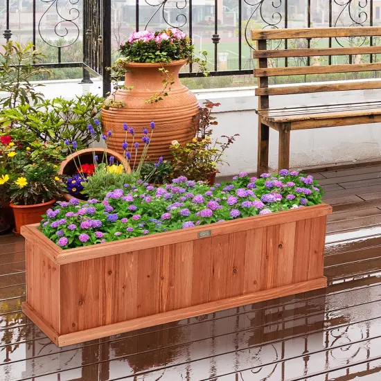 Costway 28/36/40 Inch Wooden Flower Planter Box Garden Yard Decorative Window Box Rectangular {9}