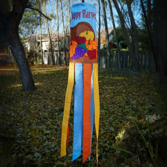In the Breeze Happy Harvest 40 Inch Windsock - Hanging Thanksgiving Decoration - Outdoor Holiday décor {3}