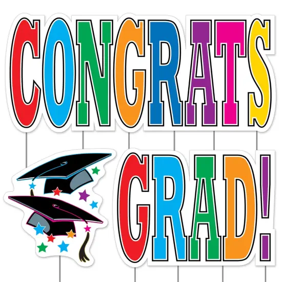 Plas Jumbo Congrats Grad! Yard Sign Set, (Pack Of 4) {1}