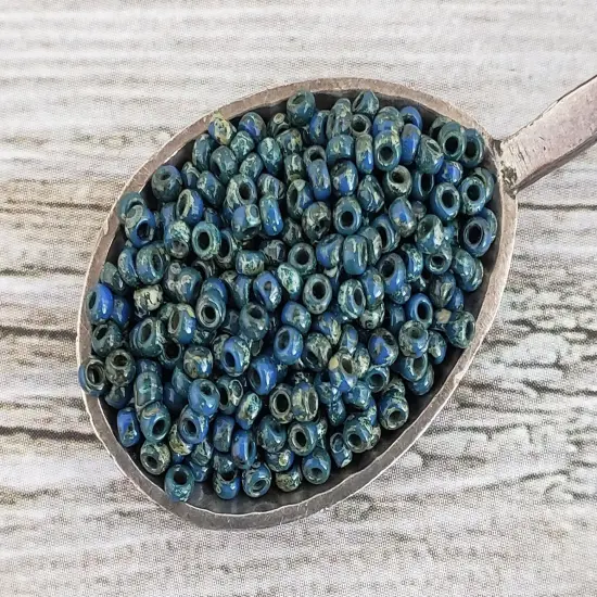 Opaque Montana Blue Picasso Miyuki Seed Beads - Miyuki 4516 {3}