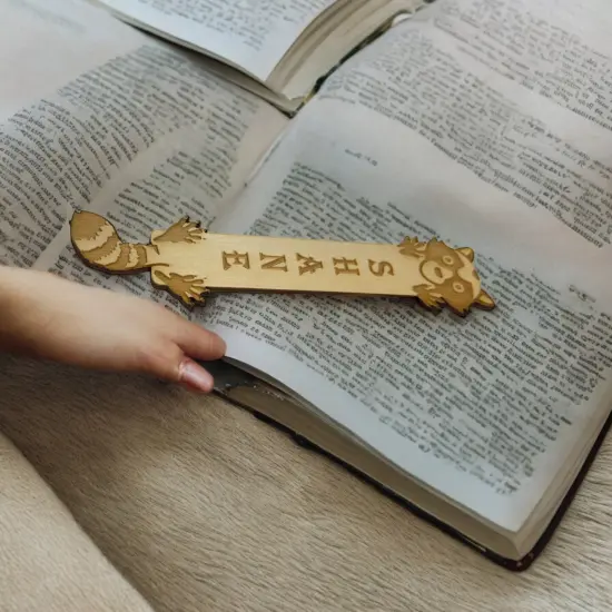 Bookmark - CUSTOMIZABLE - Raccoon - Birch Wood {6}