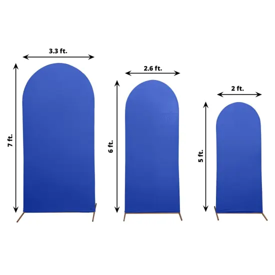 3 Fitted Matte Spandex Round Top Wedding Arch Backdrop STAND COVERS Royal blue {1}