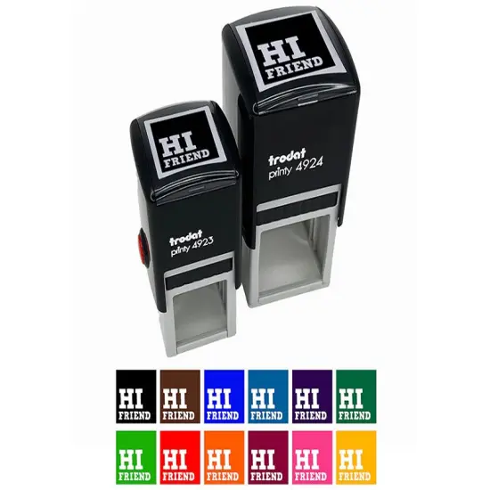 Hi Friend Reversed Text in Box Self-Inking Rubber Stamp Ink Stamper Black {1}
