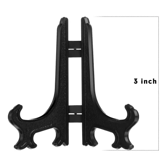 24 Pieces Plastic Easel Plate Display Stands Holders Picture Easel at Weddings, Home Decoration (Black, 3 Inch) {1}