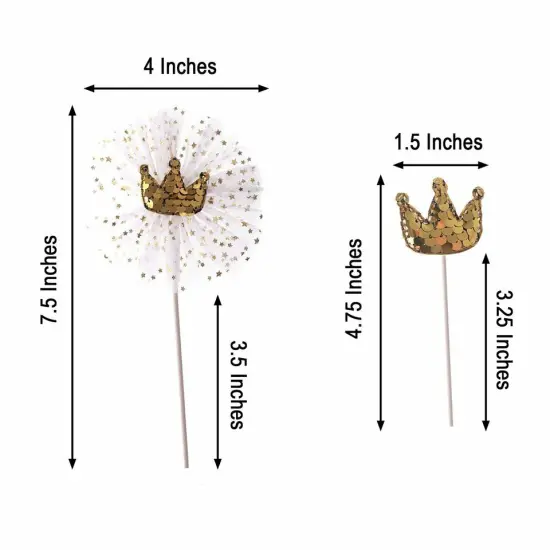 9 Gold and White Mini Sequin Crown CAKE TOPPER {2}